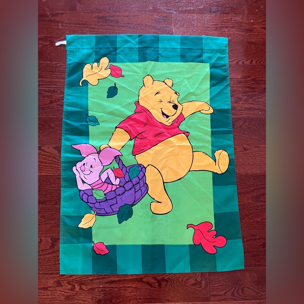 Vintage 1990s Winnie the Pooh Fall Autumn outdoor flag